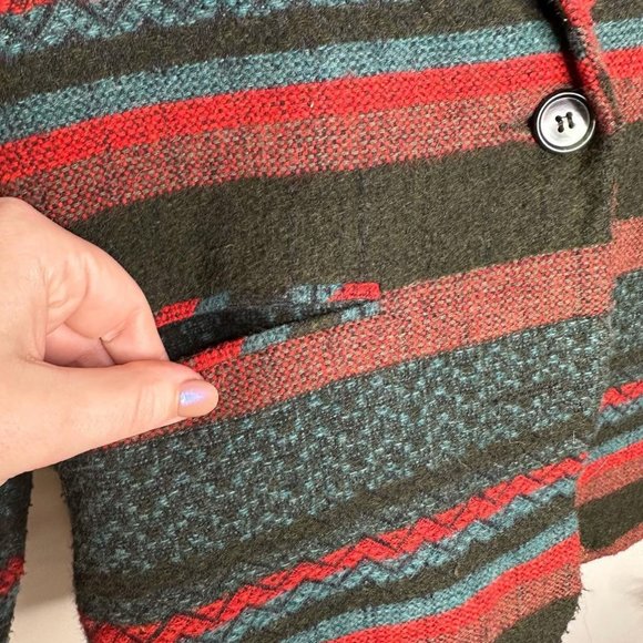 Lawrence Bruce Vintage Aztec Southwestern Wool Blend Stripe Blazer Size 2 Petite - Picture 2 of 4